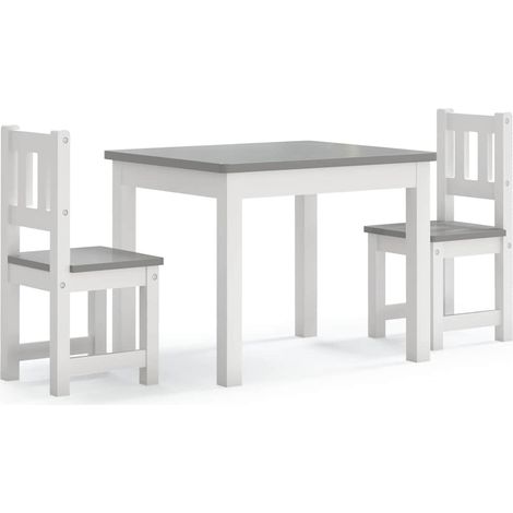 Maison Exclusive - Mesa y sillas infantiles 3 piezas MDF blanco y (1/5)