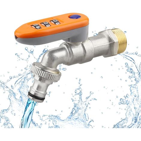 Robinet d'extérieur verrouillable pour tuyau 1/2" x 1/2"–Robinet de jardin en laiton avec poignée à verrouillage par code–Résistant au gel et étanche (1/5)