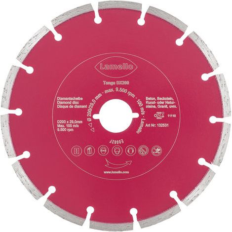 Hoja de sierra circular Ø200 x 2,4 x 29 mm LAMELLO - Metal duro Z24 - Prof.70 mm - Para hormigón-ladrillo - 132531 (1/2)