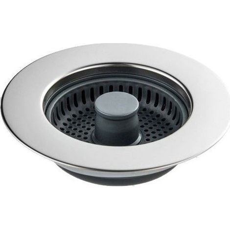Évier de Cuisine Passoire et Bouchon Combo - Universel 3 en 1 Coquille en Acier Inoxydable avec Passoire Anti-colmatage, Installation Facile pour Un Trou d'évier de 2.76-3.38 in (1/5)