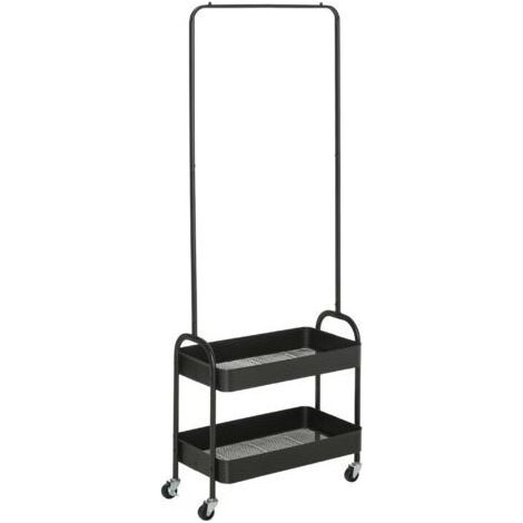 Metall-Kleiderständer mit Schuhregal, mobil, freistehend, schwarz (1/5)