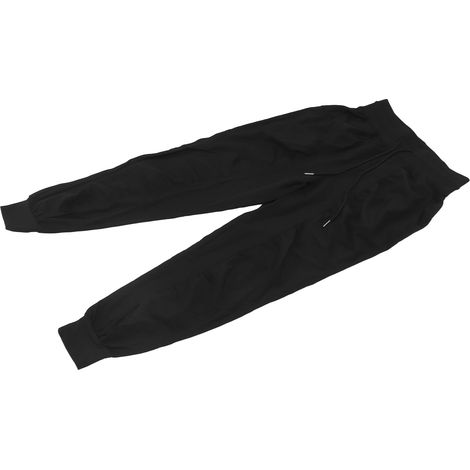 Pantalon de sport féminin ample en polyester pour le jogging, décontracté et élégant, idéal pour la course et l'entraînement, couleur noir. (1/5)