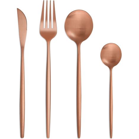 Besteckset 24-teilig für 6 Personen, Edelstahl, Roségold, spülmaschinenfest (1/5)