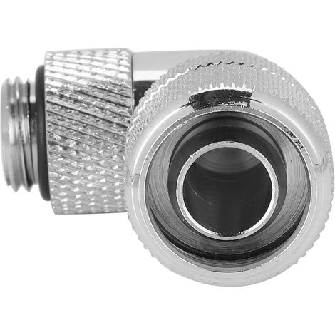 Raccord de refroidissement liquide G1/4 à 90°, coude droit pour tube épais (Argent) (1/5)