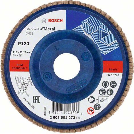 Bosch Fächerschleifscheibe X431 Standard for Metal gerade 115 mm 120 Kunststoff - 2608601273 (1/5)