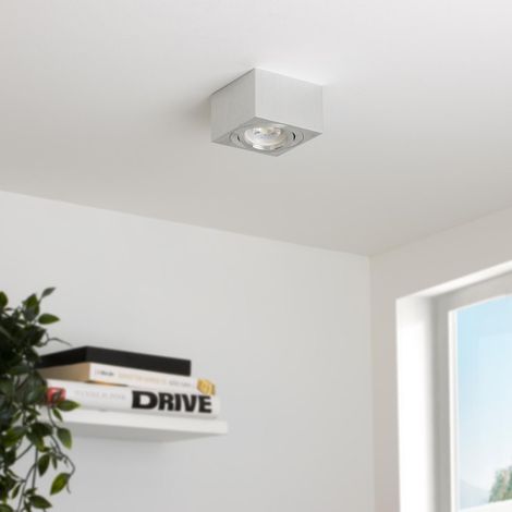 Flacher Aufbaustrahler eckig schwenkbar Deckenleuchte - Farbe: Alu-gebürstet - LED Leuchtmittel: Ohne (1/5)