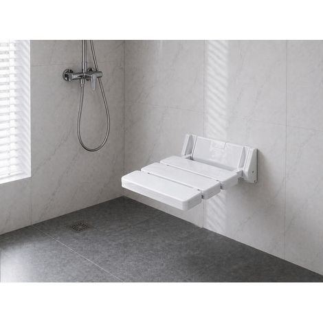 Folding Shower Seat Wall Stool Load 130 kg Shower Chair, Elderly, Disabled Women, Pregnant, White (1/4)