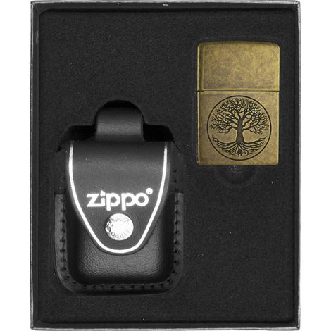 Set di accendini ZIPPO TREE OF LIVE OTTONE ANTICO Set regalo n. 3 (1/4)