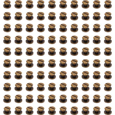 200 Vis de Reliure 9x5mm en Laiton Épais, Revêtement Uniforme Bronze pour Album Photo, Kit Assorti (1/5)
