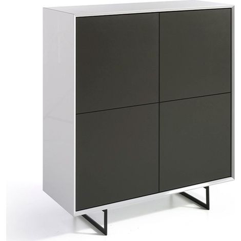 MOMMA HOME Aparador de comedor blanco y gris Mod. Tibet Medidas 110 x 45 x 125 cm (1/4)
