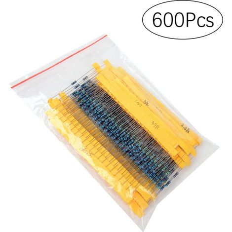 600 Pièces Résistances Film Métallique Kit, Assortiment Résistances Film, Kit Assortiment Résistances, 1/4 W Résistances, pour Electronique et Projets de Bricolage (1/5)