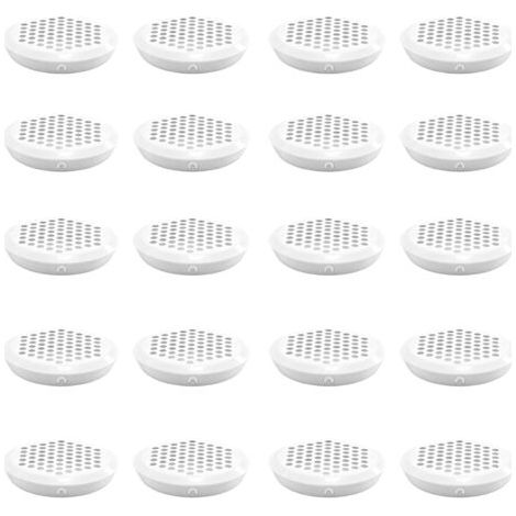BUNTHAUS 20 Pièces Grille de Ventilation, Blanc Trou de Maille de Ventilation Ronde, Acier Inoxydable Grille D'aération Trou pour Meuble, Diamètre Inférieur 53 mm, pour Armoires de Rangement, Placards (1/5)