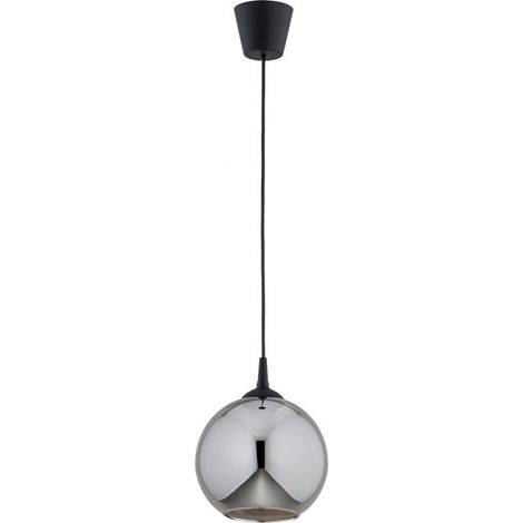 Alfa DAXIA Black Smoked Glass Globe Pendant Light 20cm, 90cm Hanging Ceiling Lamp, 1xE27 Socket (Max 15W), Graphite/Black Modern Decorative Indoor Lighting