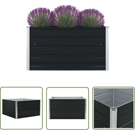 The Living Store Hochbeet 100×100×45 cm Verzinkter Stahl Anthrazit - Hochbeet - Stahlhochbeet - Anthrazit - Gartengeräte - Balkonbepflanzung (1/5)