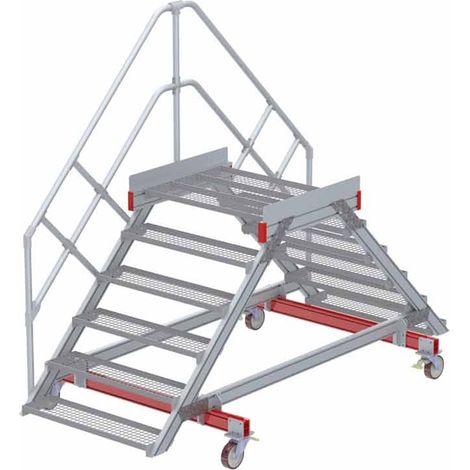 Euroline 512 mobiler Überstieg 45° Stufenausführung Stahl Gitterrost Stufenbreite 1000mm 6 Stufen
