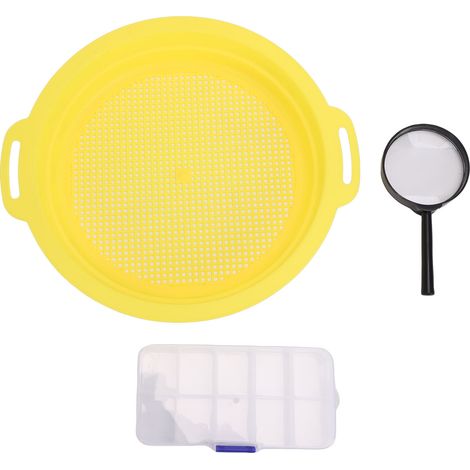 Kit portable de tamisage en or avec boîte à outils de loupe, tamis à mailles légères, filtrage efficace pour les amateurs d'exploitation minière, utilisation en extérieur (1/5)