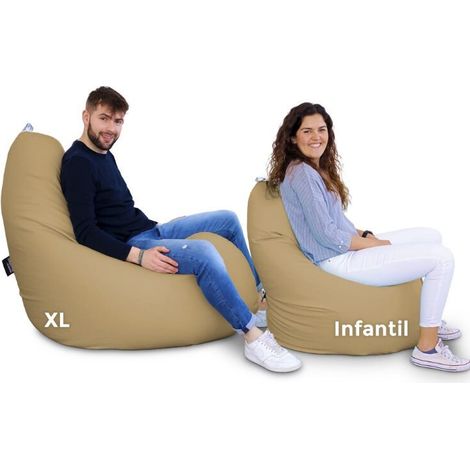 Pouf Poire Relax Similicuir Beige Enfant Beige