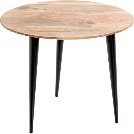Table basse ronde 50x46 cm en bois d'acacia et acier - YOMA