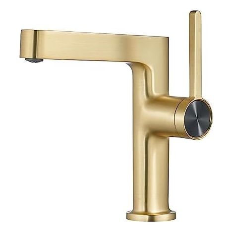 Rubinetto per lavabo da bagno, rubinetto per lavabo con maniglia singola e foro singolo, rubinetto moderno per bagno in ottone massiccio, rubinetti (1/5)