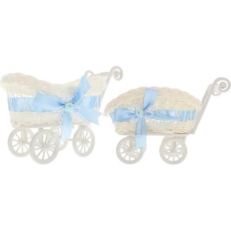 2 Pièces Panier Décoratif Chariot en PP, Style Rotin, pour Shower (1/5)
