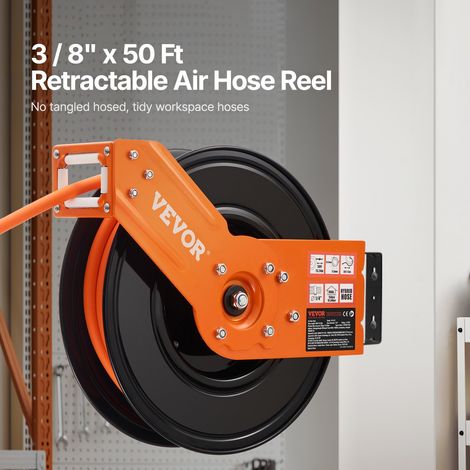 Enrouleur Tuyau à Air Comprimé Hybride Fermé Rétractable 9,53 mm x 15,24 m Pression 300 PSI Rembobinage Automatique, Bras Unique,… (1/5)