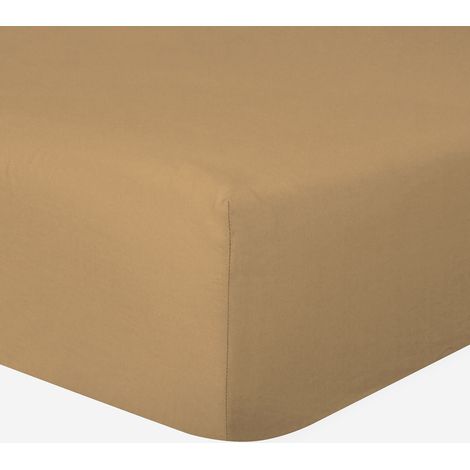 Drap-housse 100% Coton 57 Fils Ocre - 140 x 190 cm - Bonnet 30 cm