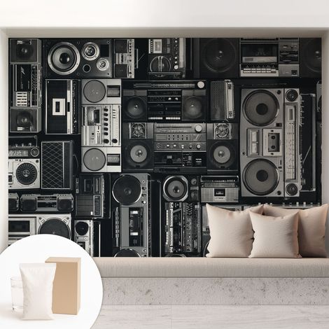 Papier peint intissé avec imprimé installation simple qualité excellente sans désordre - Colle incluse gratuite Radio rétro 208x146 cm (1/5)