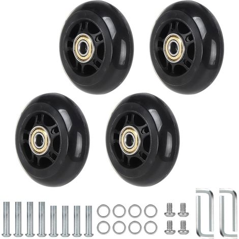 4x roulette valise, caoutchouc 70x24mm, universelle, remplacement, trolley, bagage, poussette (1/5)