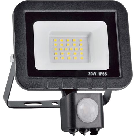 Projecteur LED SMD 20W PIR 6500K 120° IP65 noir Polux (1/4)