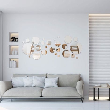 9 Miroirs Ronds Autocollants, Miroir Rond Mural Stickers Adhesif Petit Muraux Acrylique a Coller DéCor Salle de Bain DéCoratif (1/5)