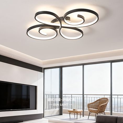 Plafonnier encastré, plafonnier noir pour salon salle à manger, plafonnier de style moderne, blanc chaud