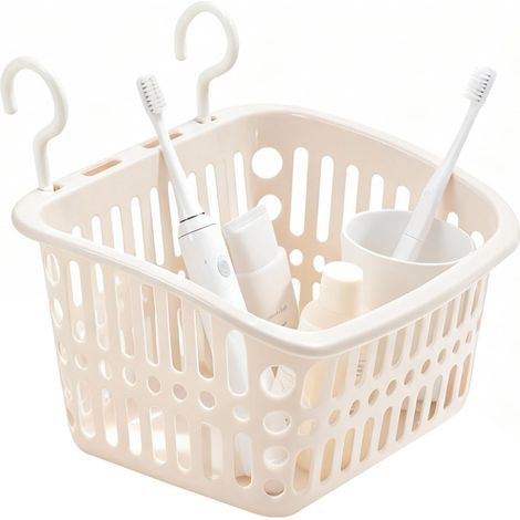Panier de Douche Suspendu, Panier de Rangement Suspendu Trous de Drainage en Plastique Robuste Paniers à Linge Permettant D'économiser de L'espace pour la Cuisine de Salle (Abricot) (1/5)