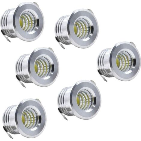 6 mini faretti LED neri da incasso per armadi – 3W, luce bianca fredda, confezione da 6, diametro 60 mm