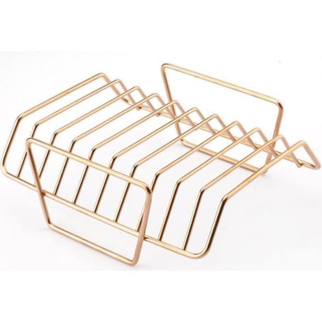 Rack à Côtes BBQ Acier Inoxydable Épais Antiadhésif 24,5x18,5cm Cuisson Uniforme Viandes Agneau Barbecue Jardin Camping(Gold) (1/5)