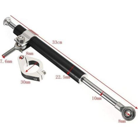 Ammortizzatore di sterzo regolabile, stabilizzatore per moto, ammortizzatore in titanio modificato, barra stabilizzatrice per manubrio in titanio lunga (1/4)