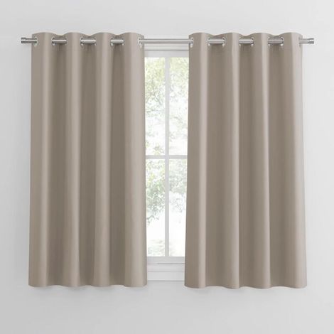 Rideaux Occultants - Rideaux Thermiques Unis à Oeillets - Lumineux et Occultants - Décoration pour Chambre, Maison, Cuisine - 132x160cm Blanc Cassé - 2 Pièces