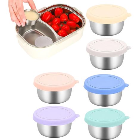 Petits pots à sauce Lot de 6 récipients réutilisables pour vinaigrette et sauces Boîtes de repas anti fuite pour voyage, pique nique, fête, école (1/5)