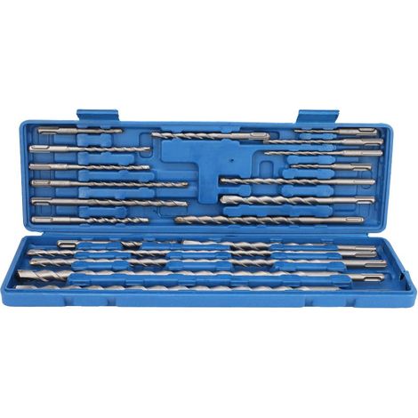 Set mit 20 SDS-Plus-Bohrern – Bohrhammer – Meißel + blauer Kasten – Ziegel/Beton – Werkzeuge