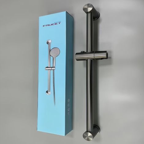 304 Stainless Steel Shower Rod, Shower Head Base, Lifting Rod, Simple Gunmetal Gray Bathroom Shower Head Bracket, Hotel Project Opening -- Stainless Steel Gunmetal Gray Round
