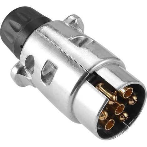 7-polige Anhängersteckdose aus Metall, 7-polige Anhängerkupplungssteckdose aus Metall, 7-poliger wasserdichter elektrischer Stecker für Anhänger, 12 V 7-poliger Anhängerstecker aus Metall