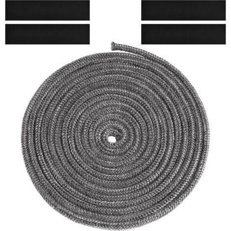 Geflochtene Dichtung für Kamineinsätze und Öfen, 6 mm x 3 m Glasfaserdichtung mit 4 Streifen, feuerfeste Dichtung, Kamineinsatzdichtung für Holzöfen, Kamin, hitzebeständig bis 600 °C (1/5)