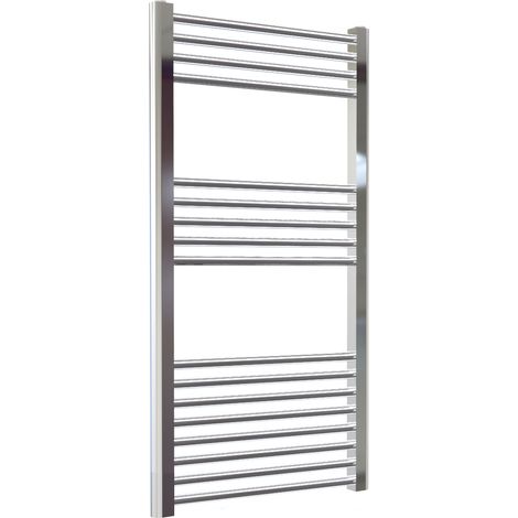 Greened House 500mm wide x 1000mm Chrome Flat Central Heating Towel Rail high Designer Straight Towel radiator