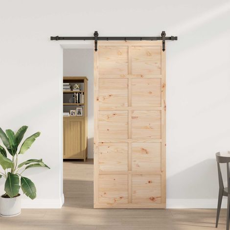 vidaXL Sliding Door Natural 80 x 208 cm Solid Pine Wood