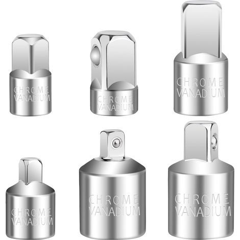 6-Piece Chrome Vanadium Steel Socket Adapter Set 1/4", 3/8", 1/2" for Ratchet Wrench/Drill (1/5)