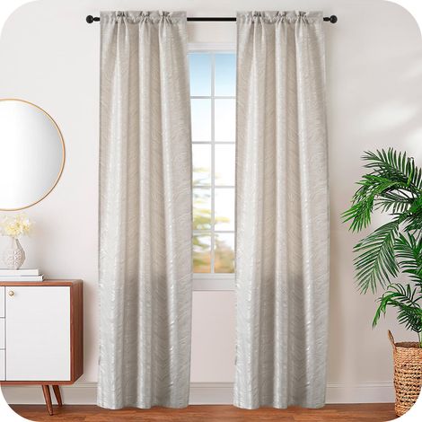 paire de rideaux occultants fantaisie ondulée, effet métallisé, pour salon, chambre, bureau, balcon, porte, fenêtre, 2 panneaux avec passe-tringle (gris, 70 x 240 cm) (1/5)
