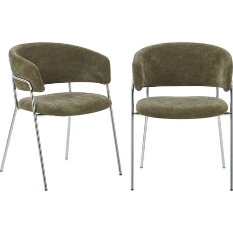 sweeek - 2er-Set Vintage-Sessel mit verchromtem Gestell und Stoffbezug (1/5)