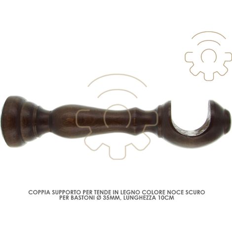 Paire de supports pour tringles A rideaux en bois de noyer foncA 35 mm A 10 cm du mur