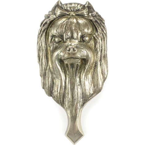 Yorkshire Terrier, York, York, Yorkie - battente per porta a forma di testa di cane, battente in ottone, decorazione retrò per porte di Art-Dog (1/5)