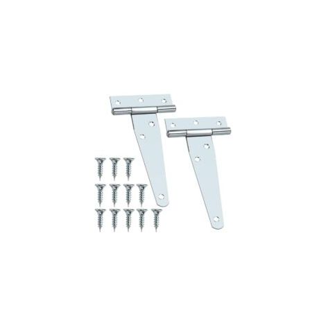 2 pezzi di cerniere per porte da 4 pollici, cerniere a T, cerniere per porte in legno, cerniere pieghevoli (argento) - Crezuo (1/4)