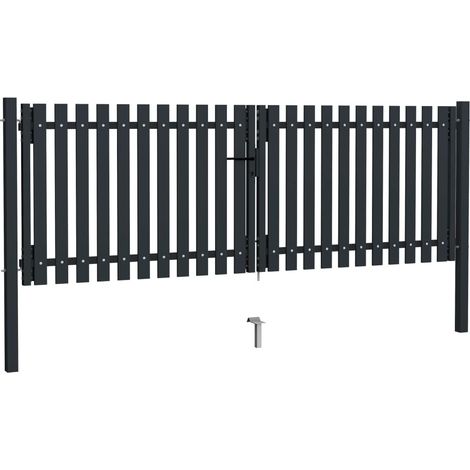 Portail de jardin,Portail de clôture,Portillon de jardin à double porte Acier 306x125 cm Anthracite CFW72297 (1/5)